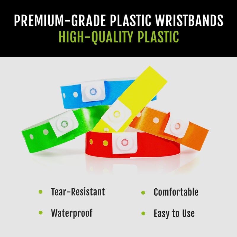 Wristco 500 WristCo Neon Red Plastic Wristbands for Events â€“ Extended Wear, Secure Snap Prevents Reuse â€“ Premium-Grade Bracelets - Image 3